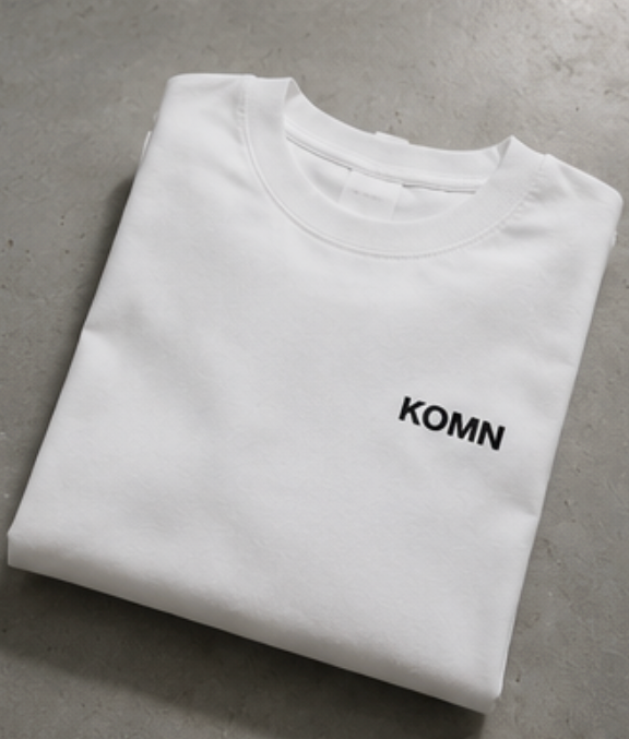 a folded Plain white heavy weight T shirt